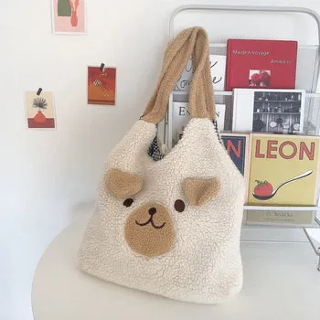 Kawaii Fluffy Small Ears Bear Tote Bag - Kawaii Bag