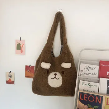 Kawaii Fluffy Small Ears Bear Tote Bag - Kawaii Bag