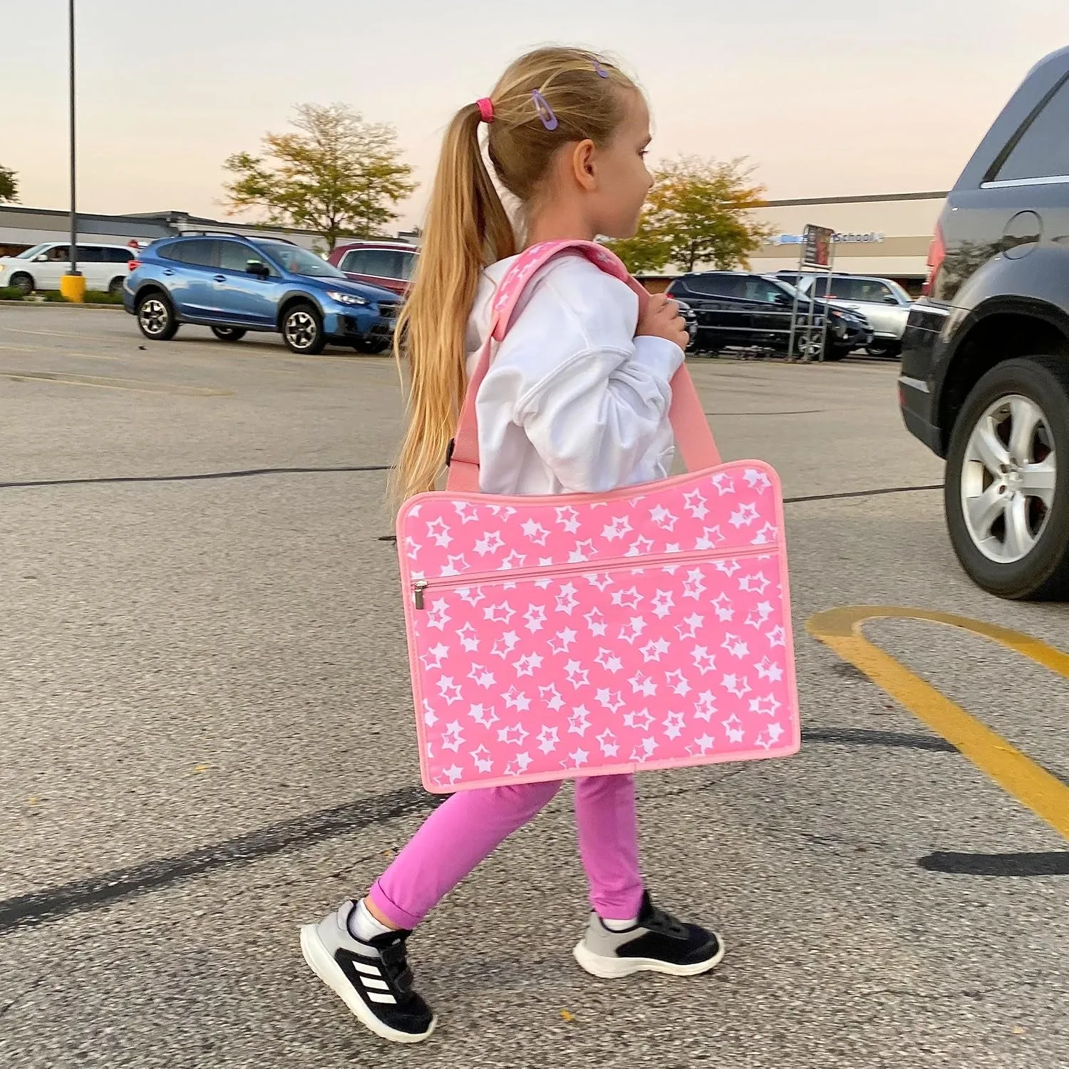 Kids Travel Tray for Toddler Car Seat, Lap Tray for Girl Activities with Dry Erase Board & Cooler Cup Holder, Road Trip Essentials Accessories with No-Drop Large Tablet Ipad Holder Stand,Pink