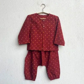 Kids Unisex Organic Cotton Madder Raidana Print Kurta and Pants