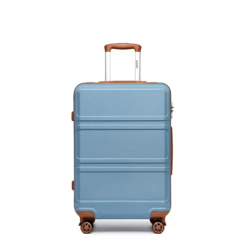 KONO ABS 24-Inch Sculpted Horizontal Design Suitcase - Durable Travel Companion in Grayish Blue and Brown