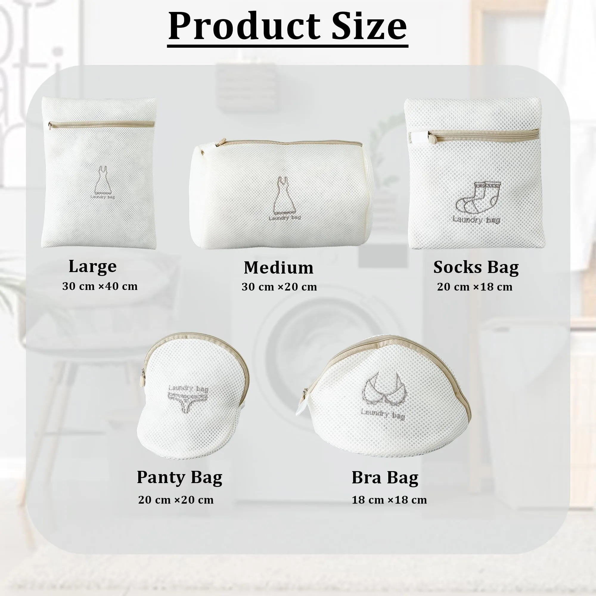 Kuber Industries 15 Piece Laundry Bags | Reusable Mesh Laundry Bags | Laundry Washing Bags for Blouse, Bra, Panty, Hosiery, Lingerie & Jeans | Clothes Storage Bag | SM-WBN004 | White | Pack of 3