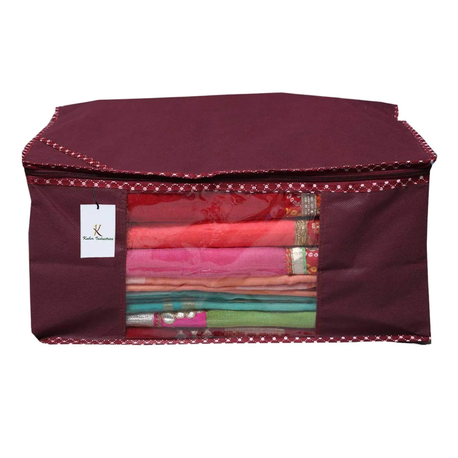 Kuber Industries Clothes Organizer For Wardrobe (Pack of 6) - Storage Organizer For Saree | Shirts | Salwar Kameez | Lehenga | Clothes - Dress Organizer For Wardrobe - Saree Covers With Zip (Maroon)