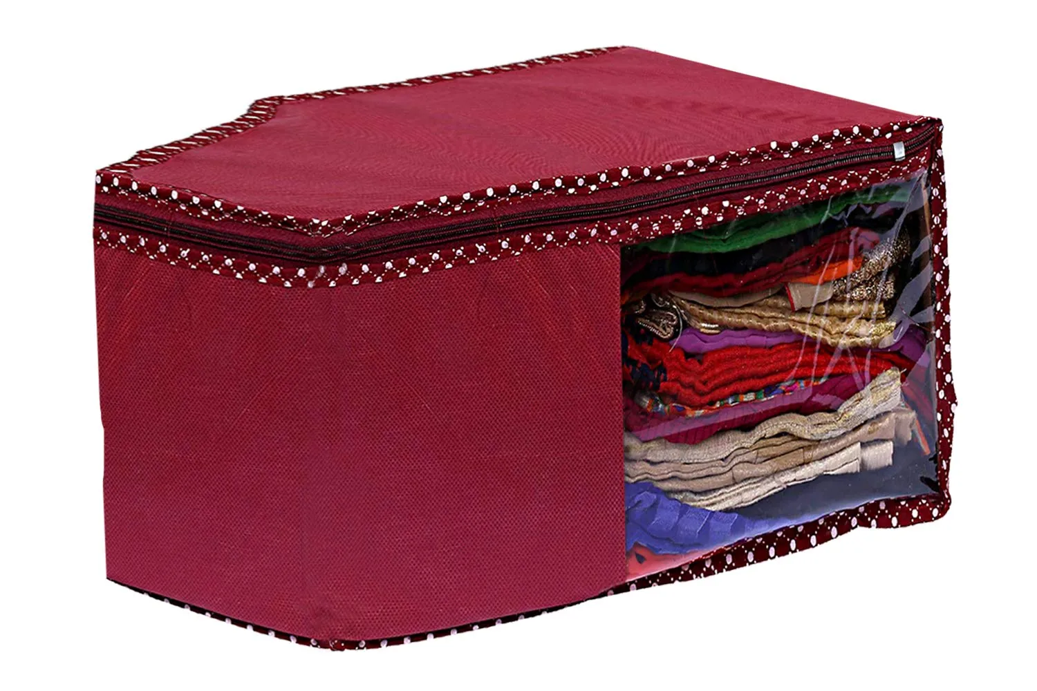 Kuber Industries Clothes Organizer For Wardrobe (Pack of 6) - Storage Organizer For Saree | Shirts | Salwar Kameez | Lehenga | Clothes - Dress Organizer For Wardrobe - Saree Covers With Zip (Maroon)