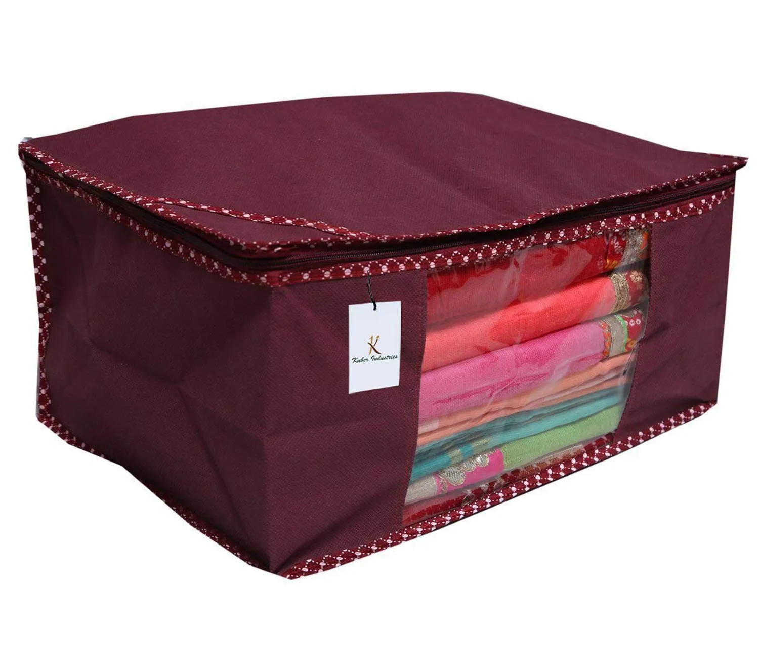 Kuber Industries Clothes Organizer For Wardrobe (Pack of 6) - Storage Organizer For Saree | Shirts | Salwar Kameez | Lehenga | Clothes - Dress Organizer For Wardrobe - Saree Covers With Zip (Maroon)