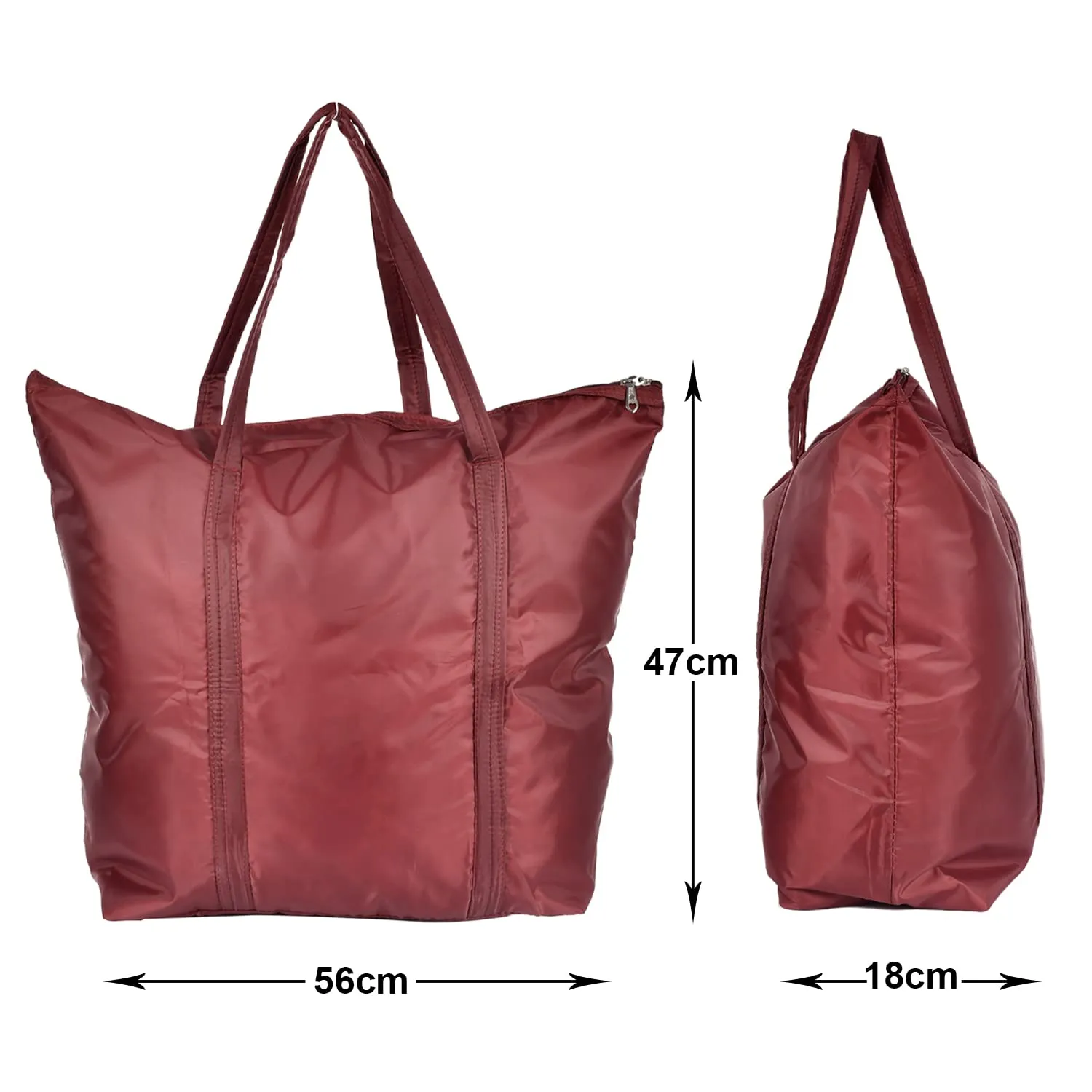 Kuber Industries Multiuses Polyster Storage Bag|1 Small Pocket & Handle |Shopping Bag|Tote Bag|Cloth Bag |Size 56 x 18 x 47 (Maroon)-47KM01255