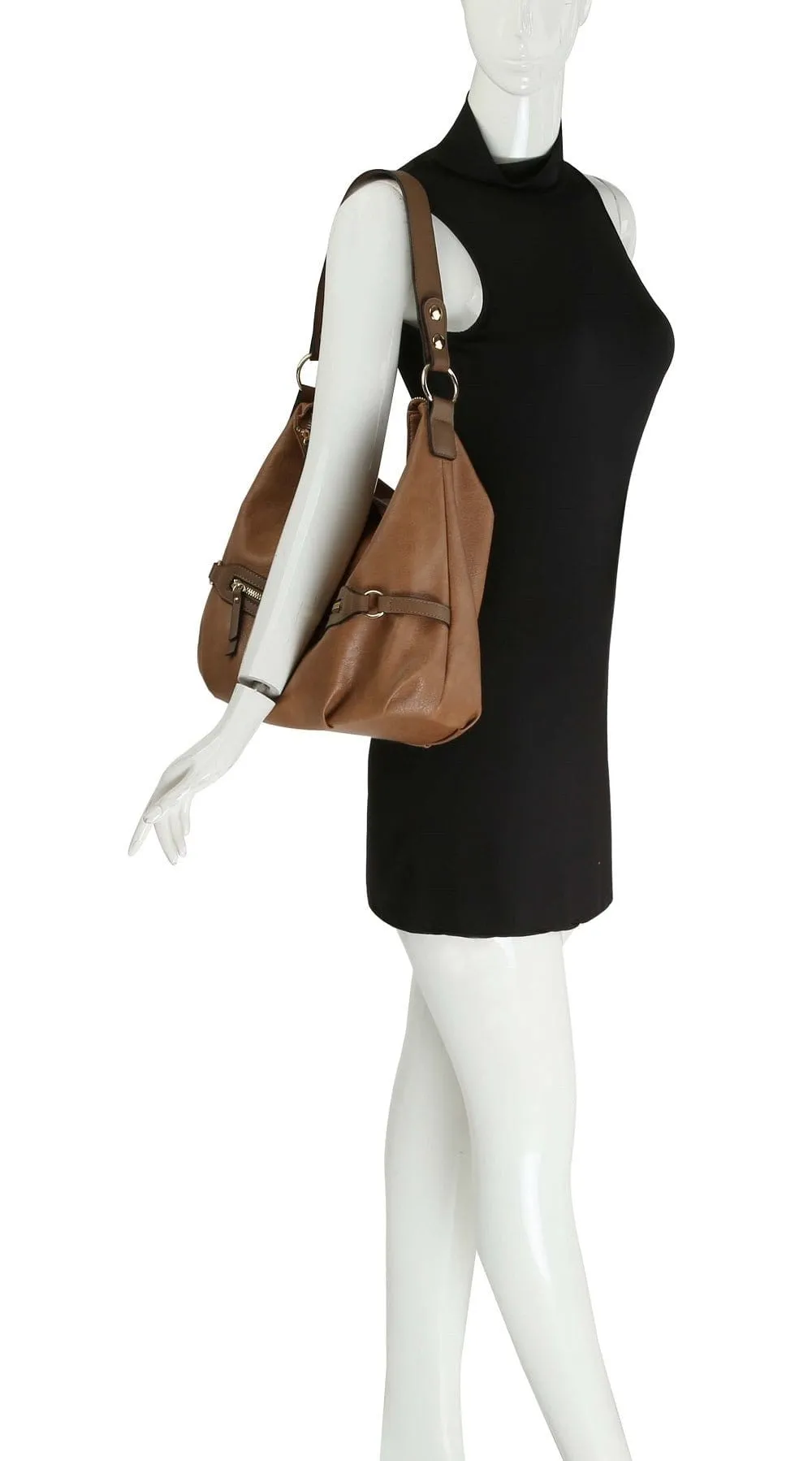 L0308 Zipper Detail 2-in-1 Soft Hobo Shoulder Bag