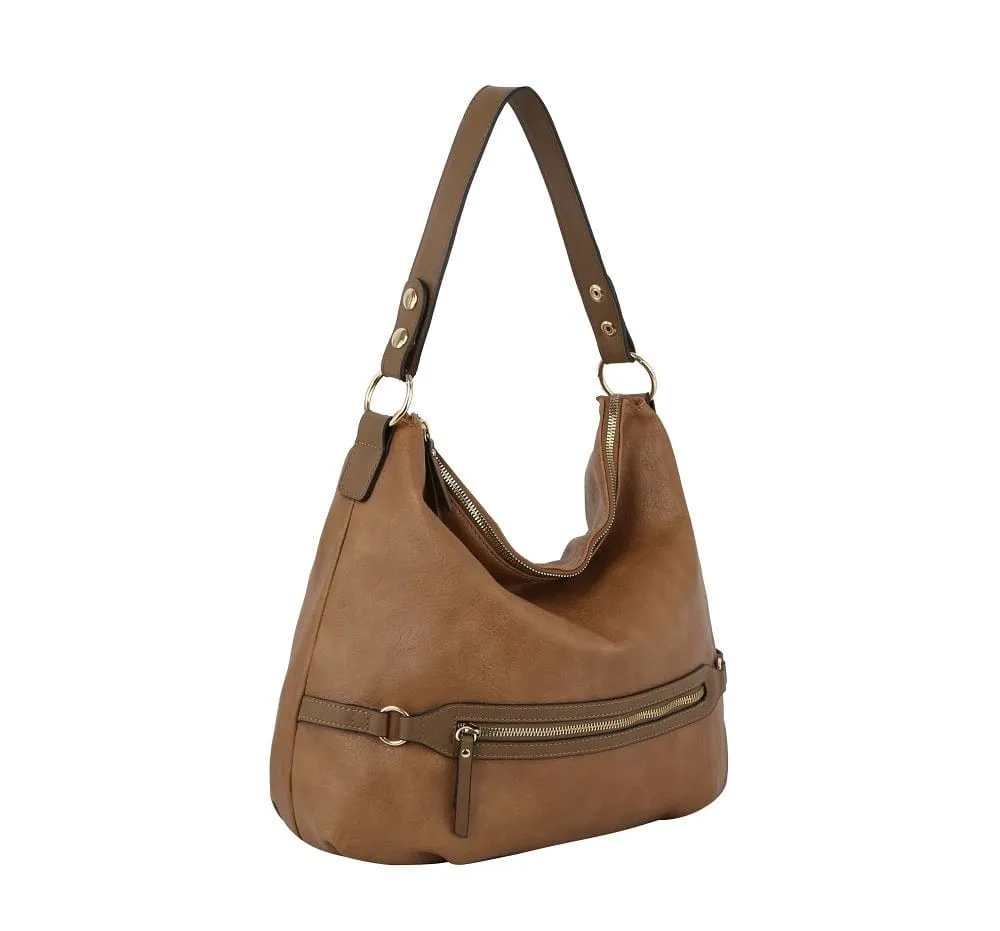 L0308 Zipper Detail 2-in-1 Soft Hobo Shoulder Bag