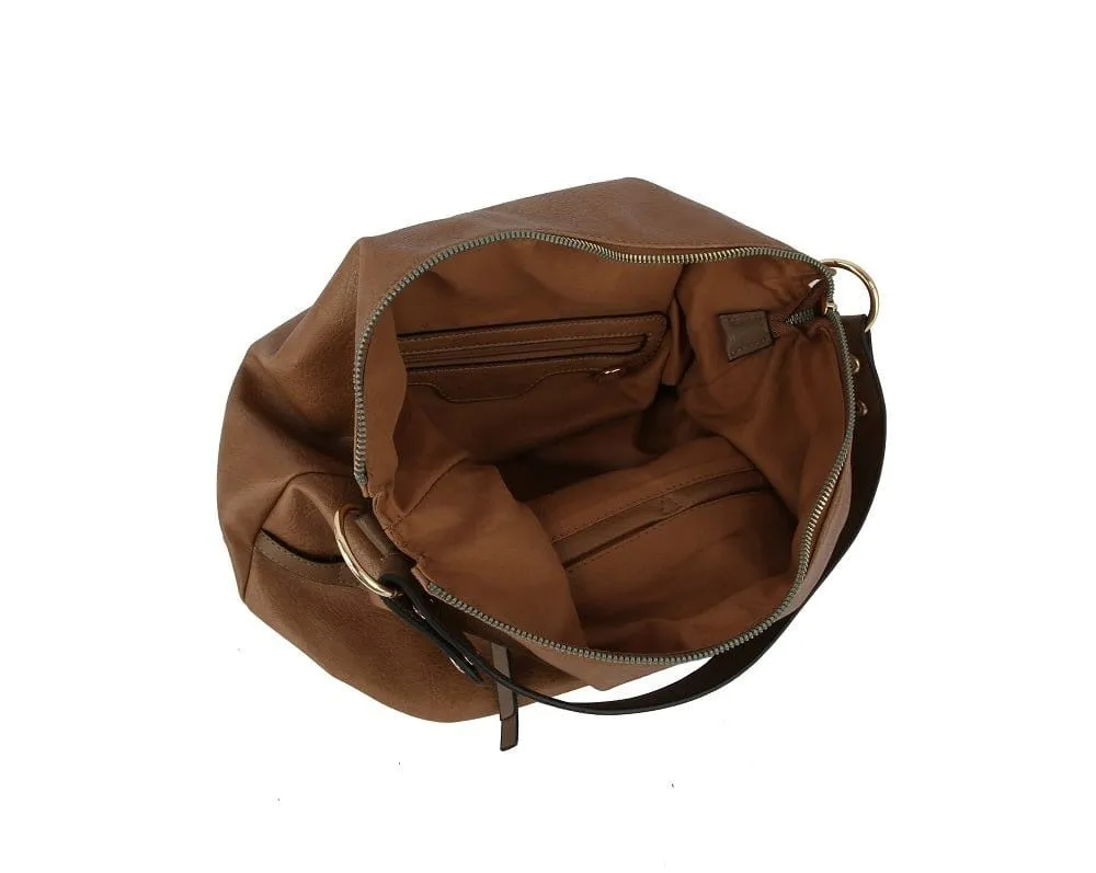 L0308 Zipper Detail 2-in-1 Soft Hobo Shoulder Bag