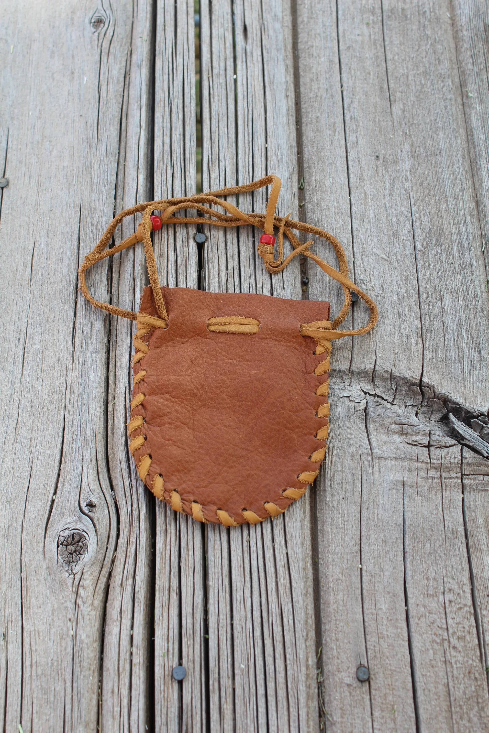 Large drawstring pouch, rustic leather bag