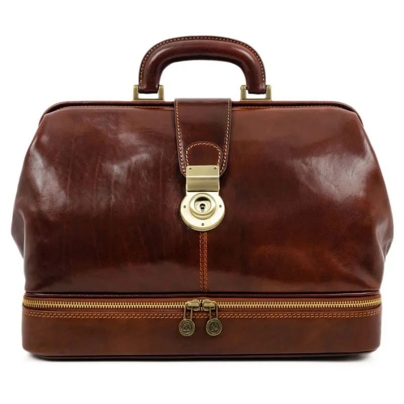 Large Full Grain Italian Leather Doctor Bag - Northern Lights