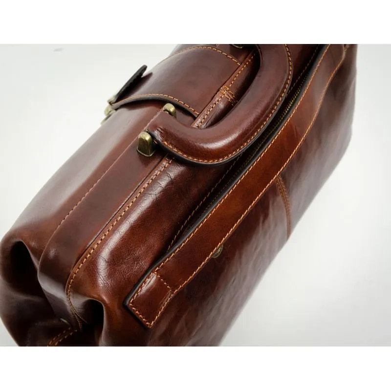 Large Full Grain Italian Leather Doctor Bag - Northern Lights