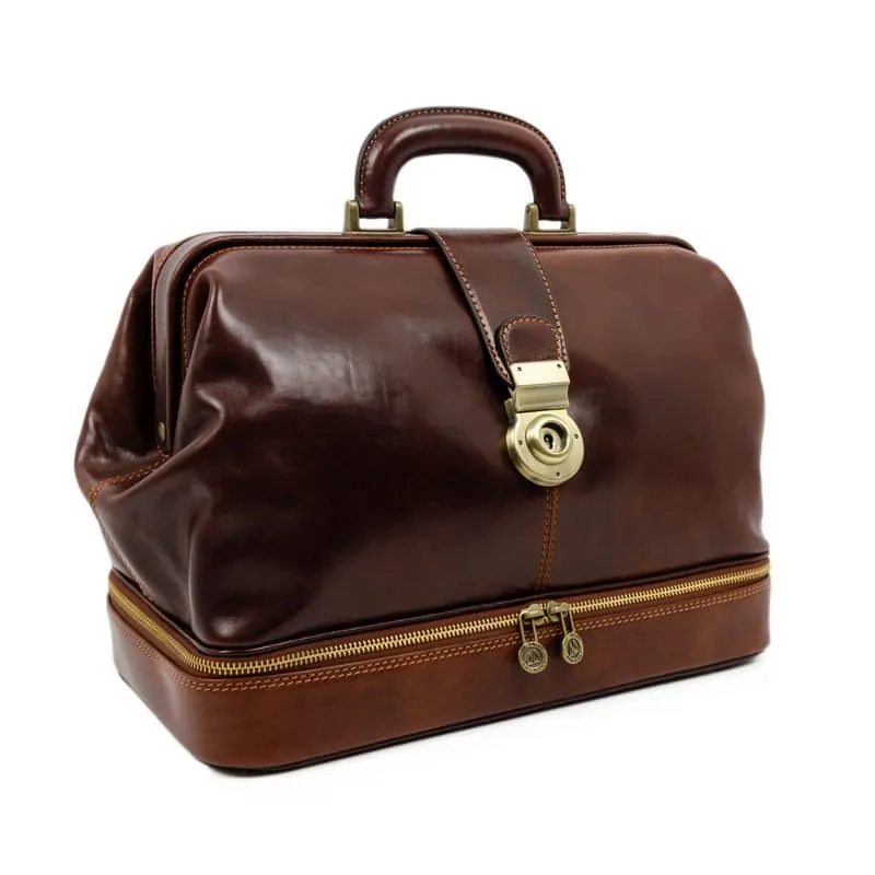 Large Full Grain Italian Leather Doctor Bag - Northern Lights