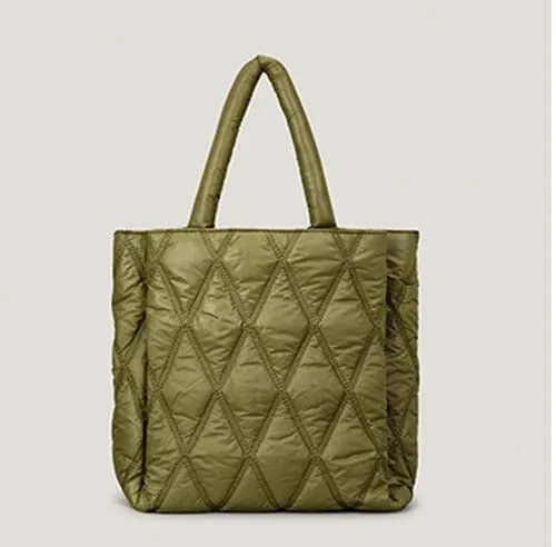 Large Nylon Puffer Padded Tote Bag