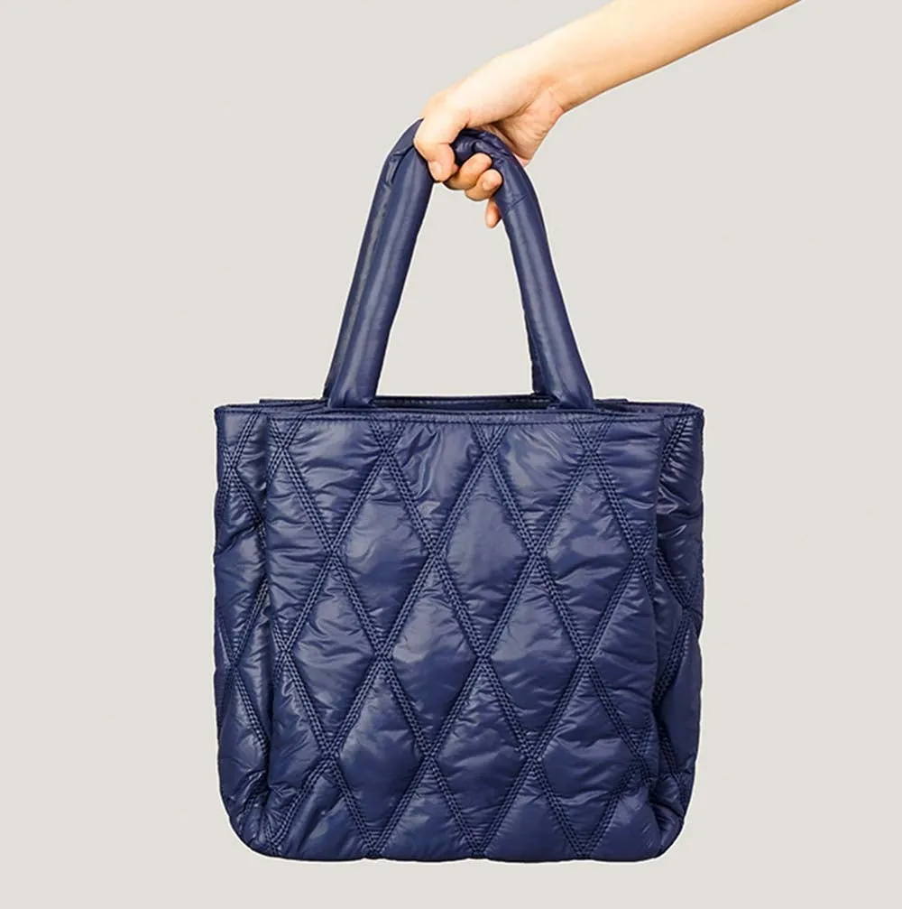 Large Nylon Puffer Padded Tote Bag