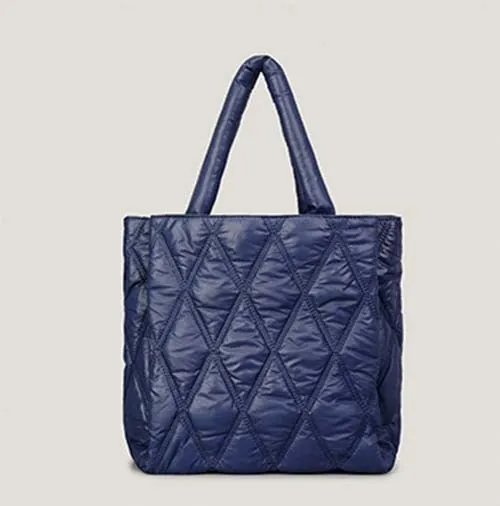 Large Nylon Puffer Padded Tote Bag