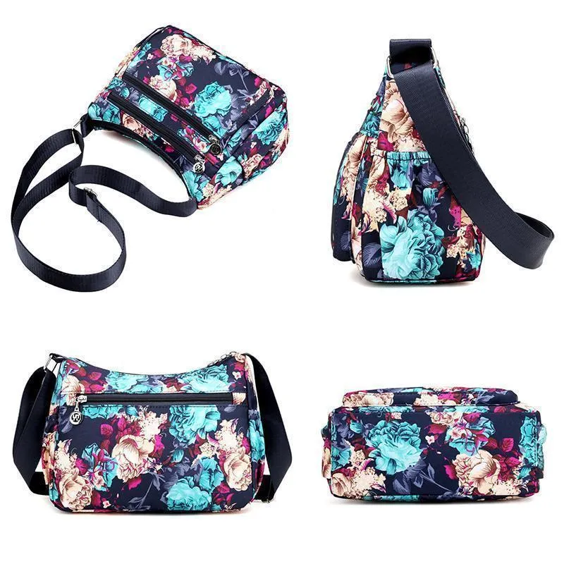 Large shoulder bag with floral pattern