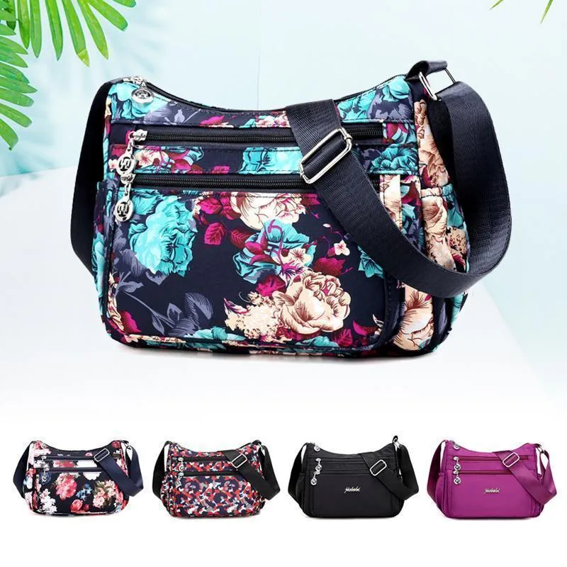 Large shoulder bag with floral pattern