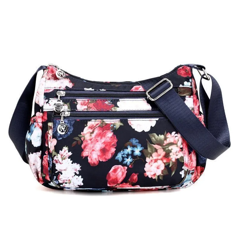 Large shoulder bag with floral pattern