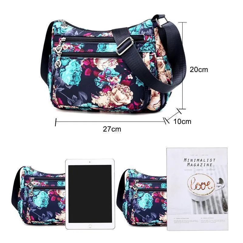 Large shoulder bag with floral pattern