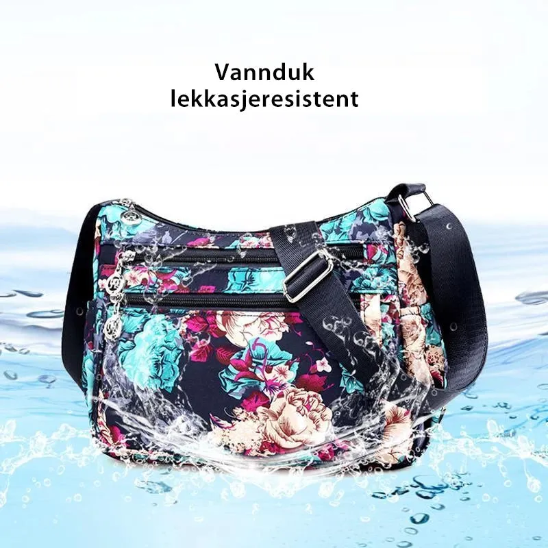 Large shoulder bag with floral pattern