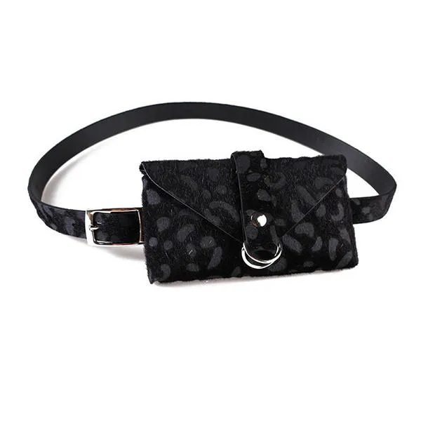 Leopard Pattern Plush Waist Bag Phone Chest For Women