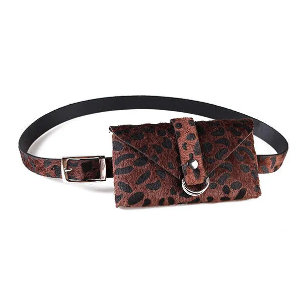 Leopard Pattern Plush Waist Bag Phone Chest For Women