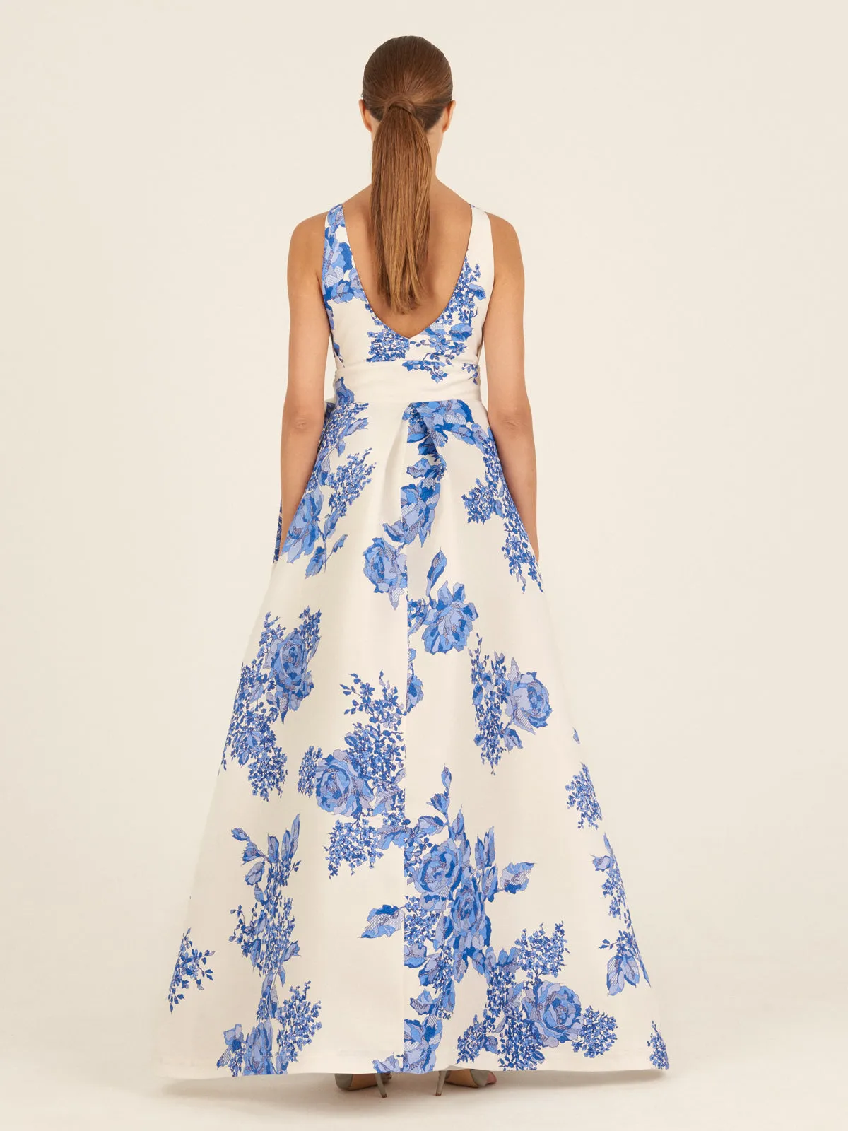 Logan Dress Blue Rose Motif