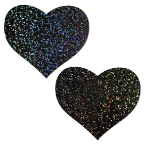 Love: Black Glitter Hearts Nipple Pasties