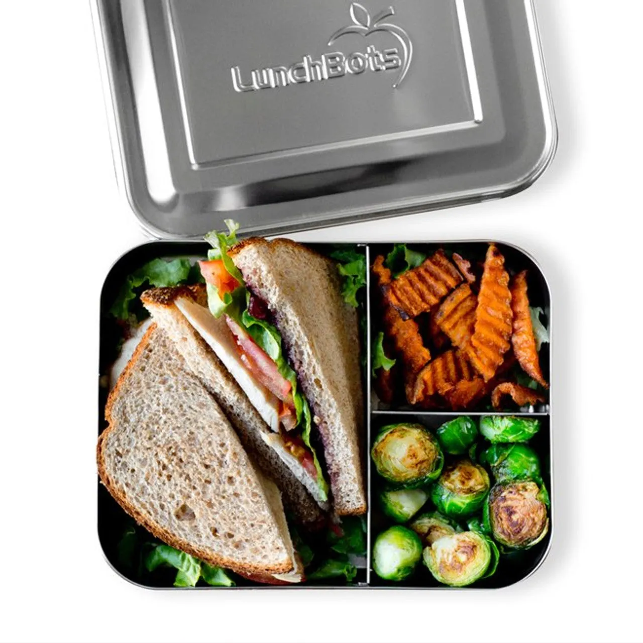 Lunchbots Large 3 Compartment Stainless Steel Bento Box - Multiple Colours Available