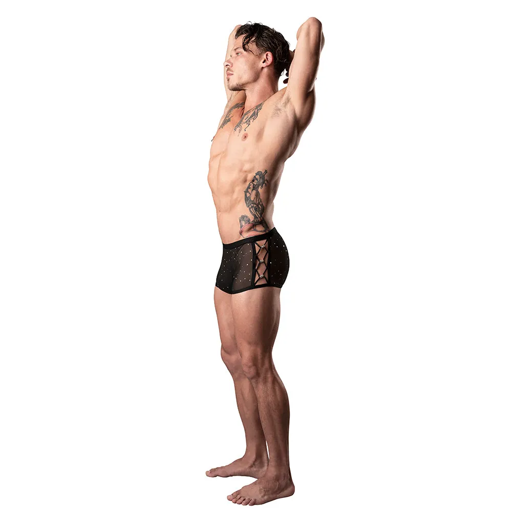 Male Power Show Stopper Mini Short Silver Mesh Dot M