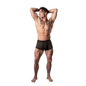 Male Power Show Stopper Mini Short Silver Mesh Dot XL