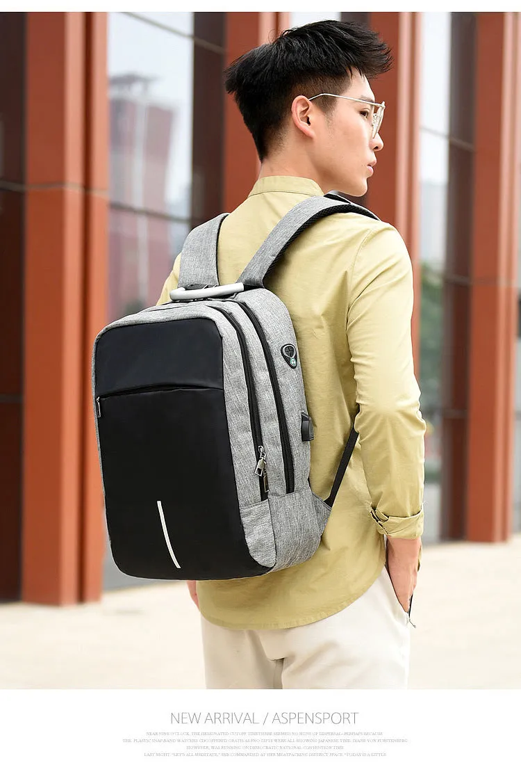 Men's business casual password lock anti-theft backpack