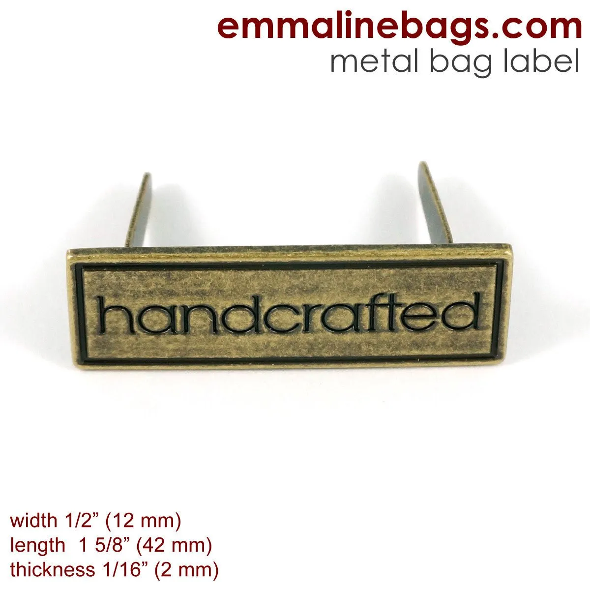 Metal Bag Label: "Handcrafted" with Border