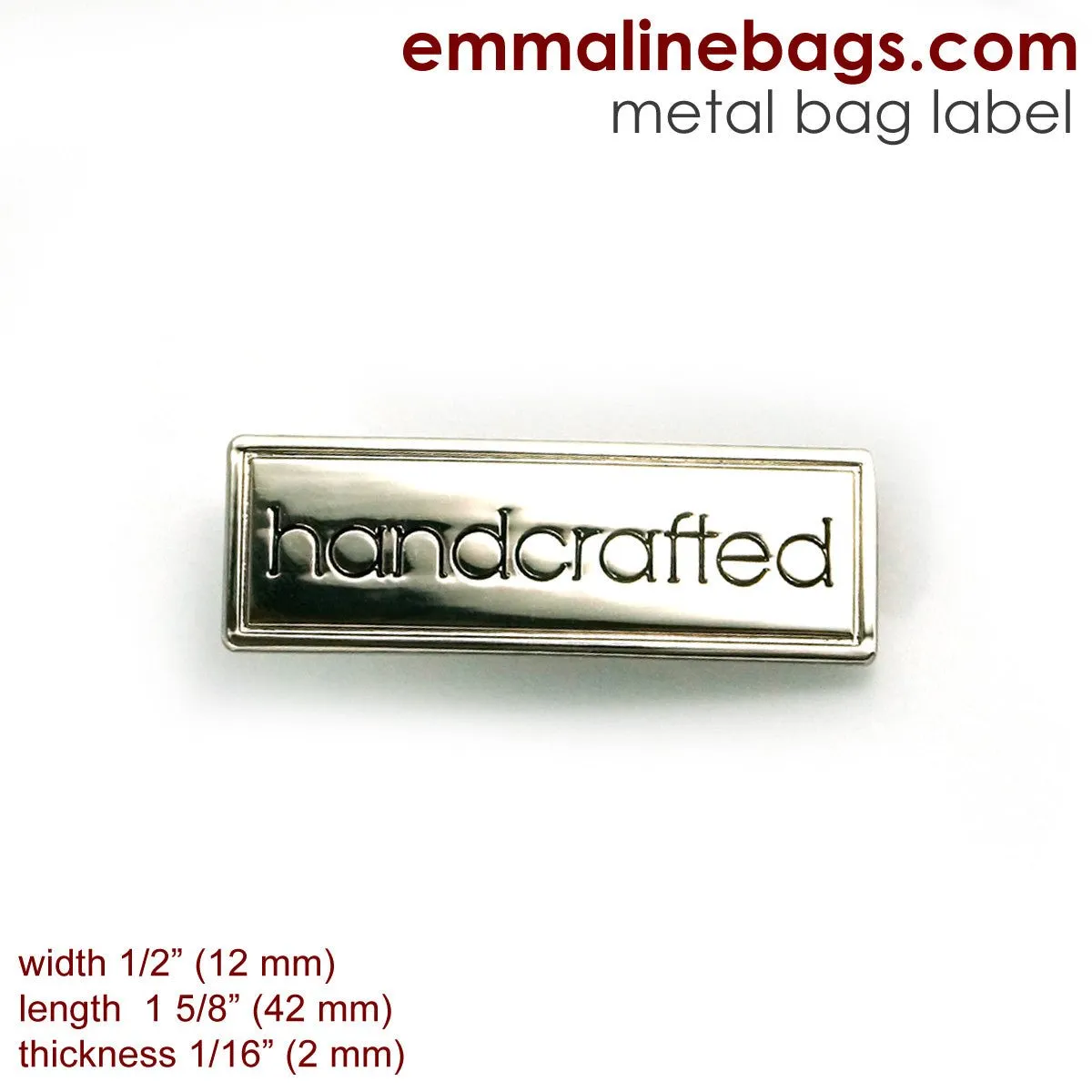 Metal Bag Label: "Handcrafted" with Border