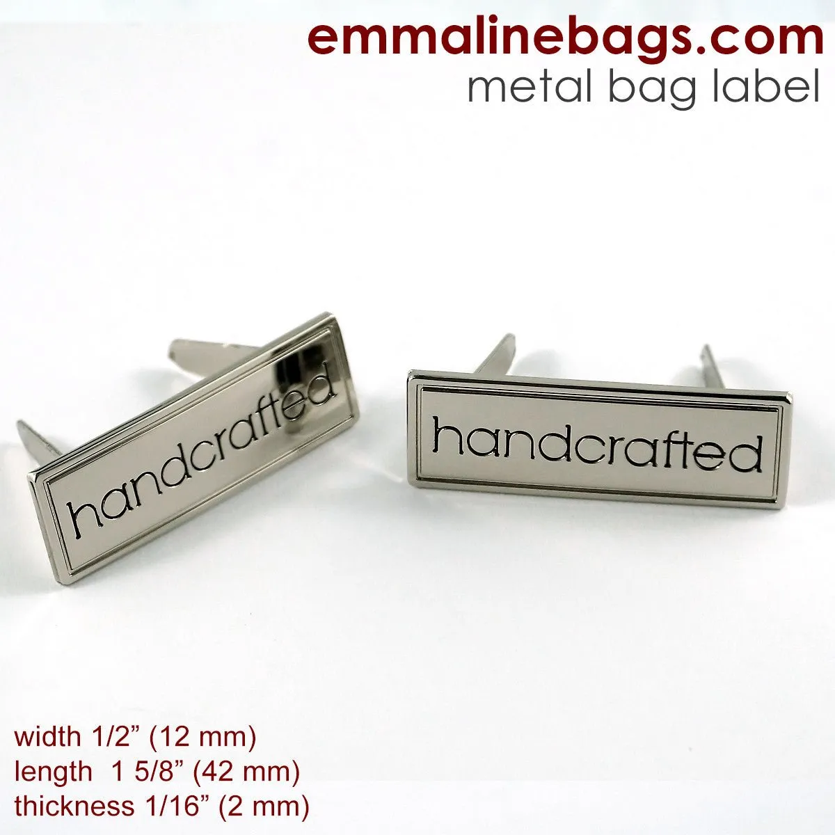 Metal Bag Label: "Handcrafted" with Border