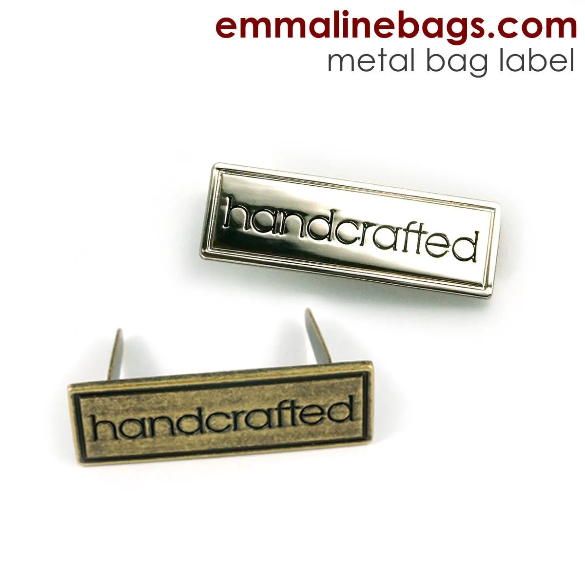 Metal Bag Label: "Handcrafted" with Border