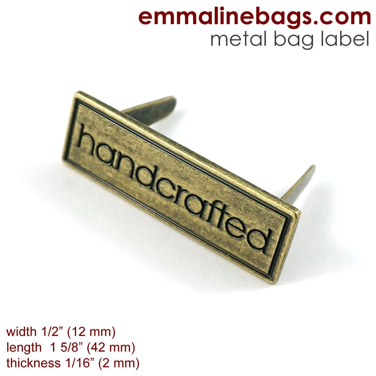 Metal Bag Label: "Handcrafted" with Border