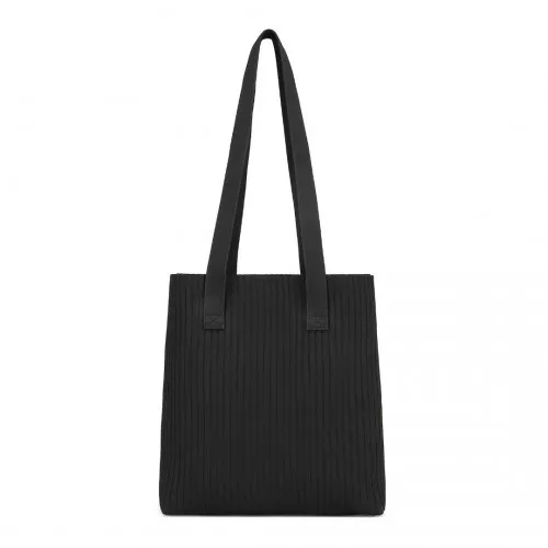 Miss Lulu Large Capacity Black Polyester Tote Shopping Bag - Stylish & Practical Shoulder Bag