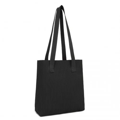 Miss Lulu Large Capacity Black Polyester Tote Shopping Bag - Stylish & Practical Shoulder Bag