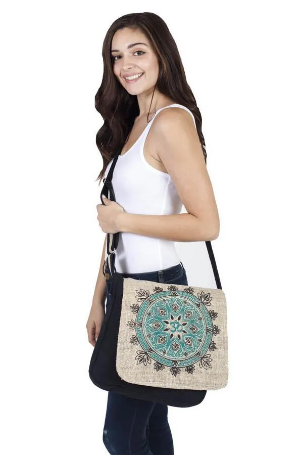 Natural Hemp-Cotton Eco Mandala hippie boho Cross body Messenger Bag sling Bag