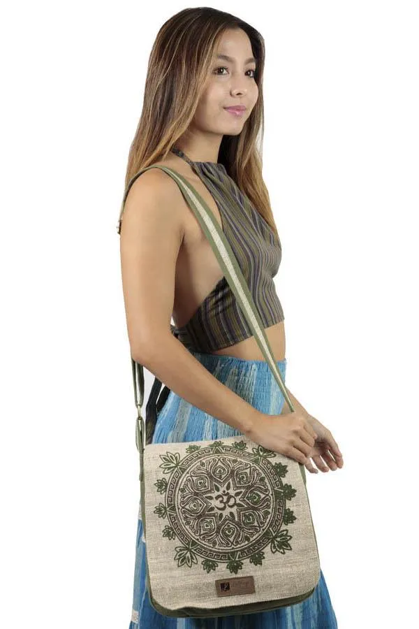 Natural Hemp-Cotton Eco Mandala hippie boho Cross body Messenger Bag sling Bag