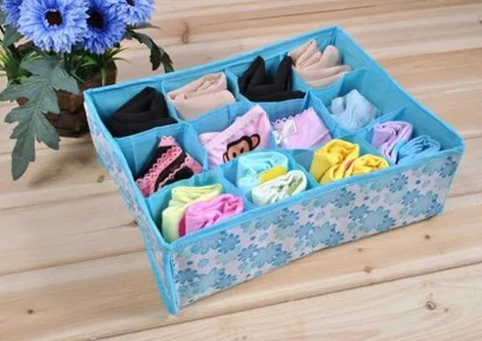 NEW Hot Sale Folding 12 Grid Storage Box For Bra,Underwear,Socks 31*23*11CM Non-Woven Fabric