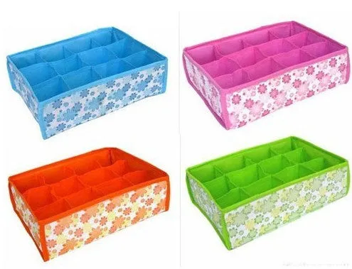 NEW Hot Sale Folding 12 Grid Storage Box For Bra,Underwear,Socks 31*23*11CM Non-Woven Fabric