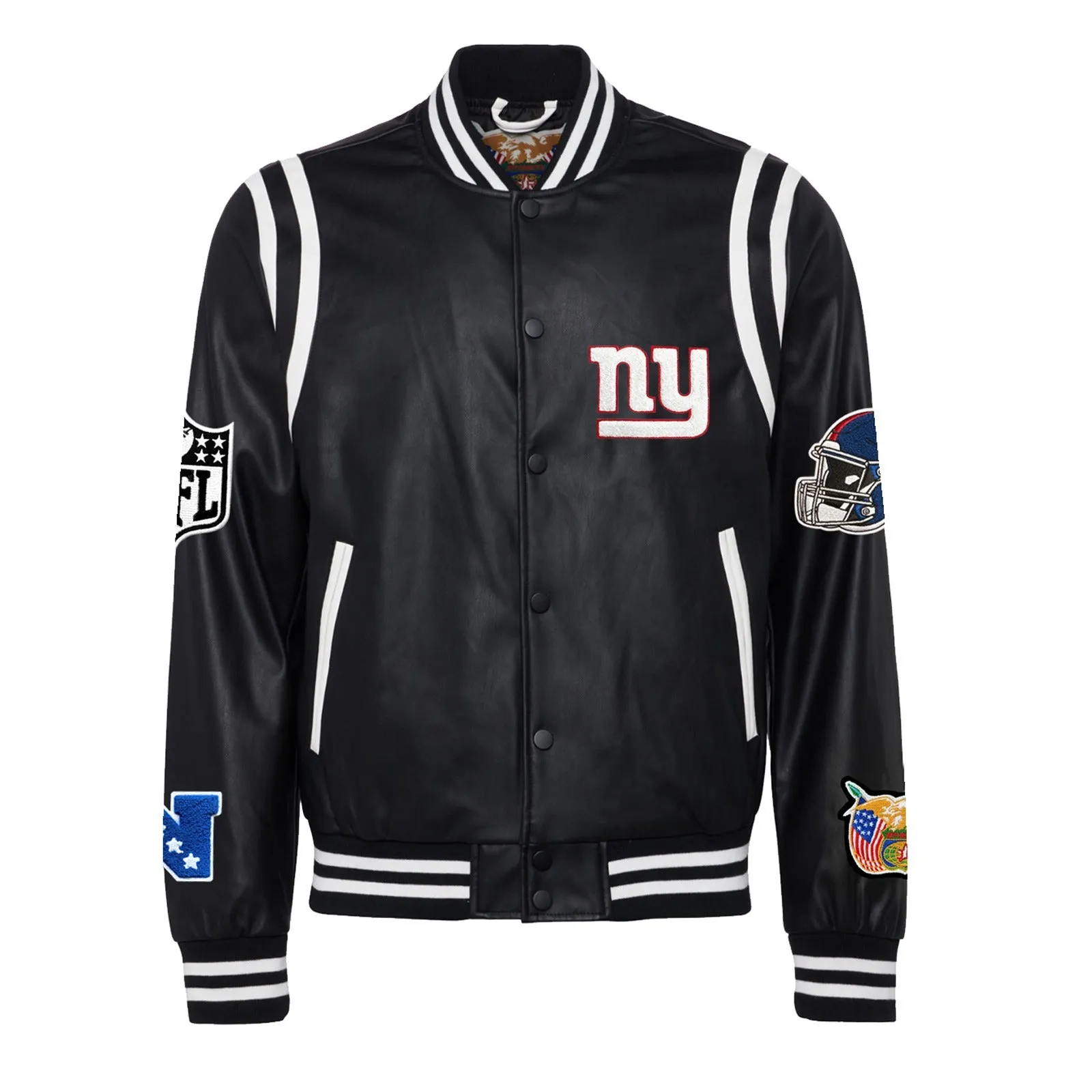 NEW YORK GIANTS VEGAN LEATHER JACKET Black / White