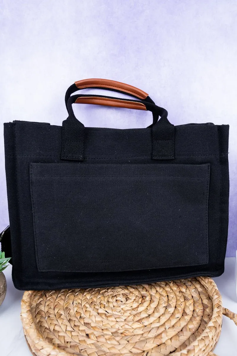 NGIL Black Laurel Bay Small Canvas Tote