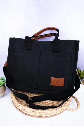 NGIL Black Laurel Bay Small Canvas Tote