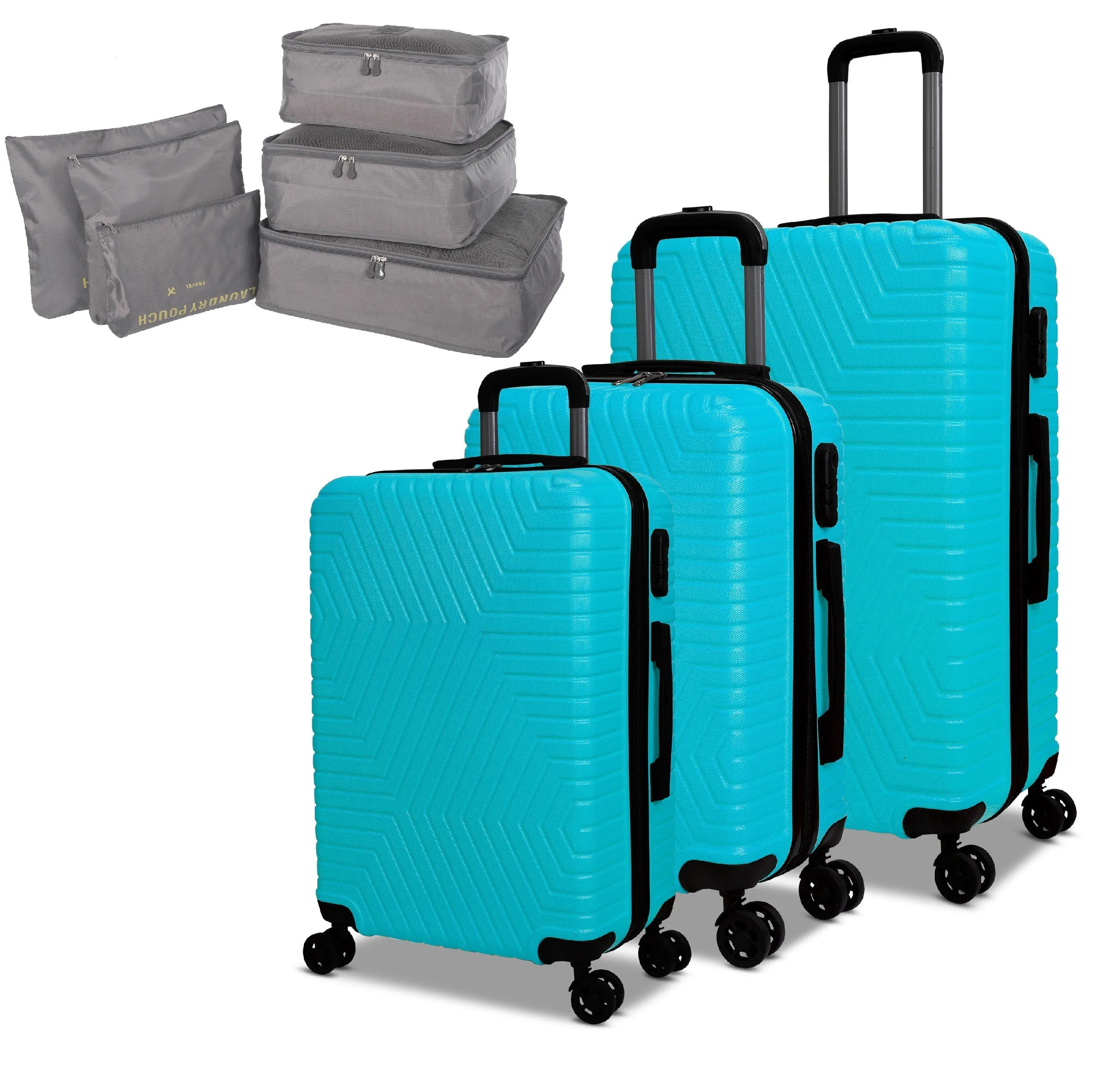 Nicci NICCI 3 Piece Luggage Set Lattitude Collection w/ Luggage Organizer