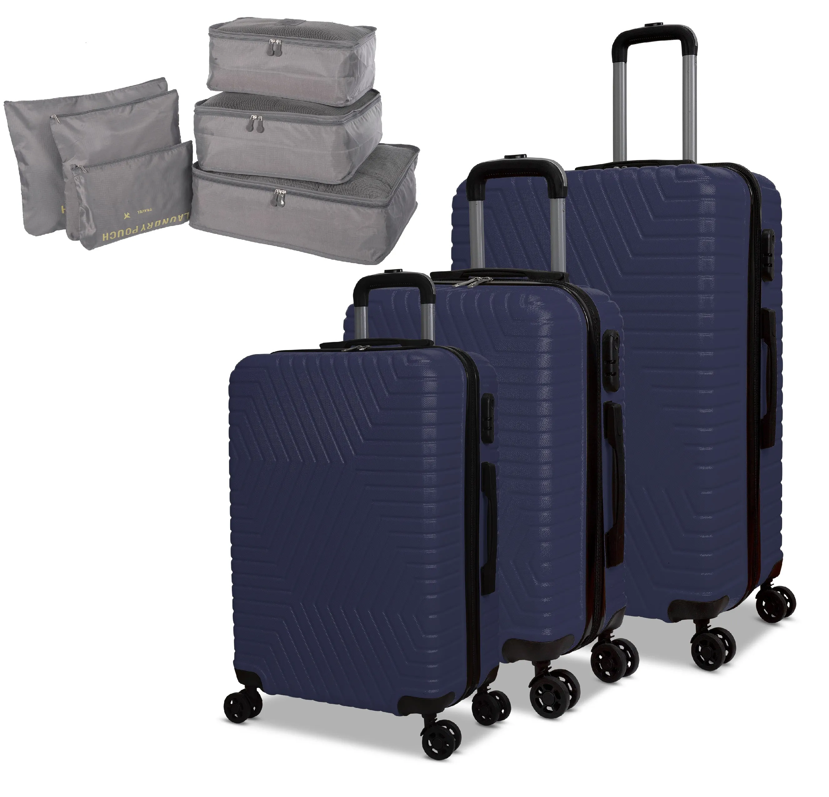 Nicci NICCI 3 Piece Luggage Set Lattitude Collection w/ Luggage Organizer