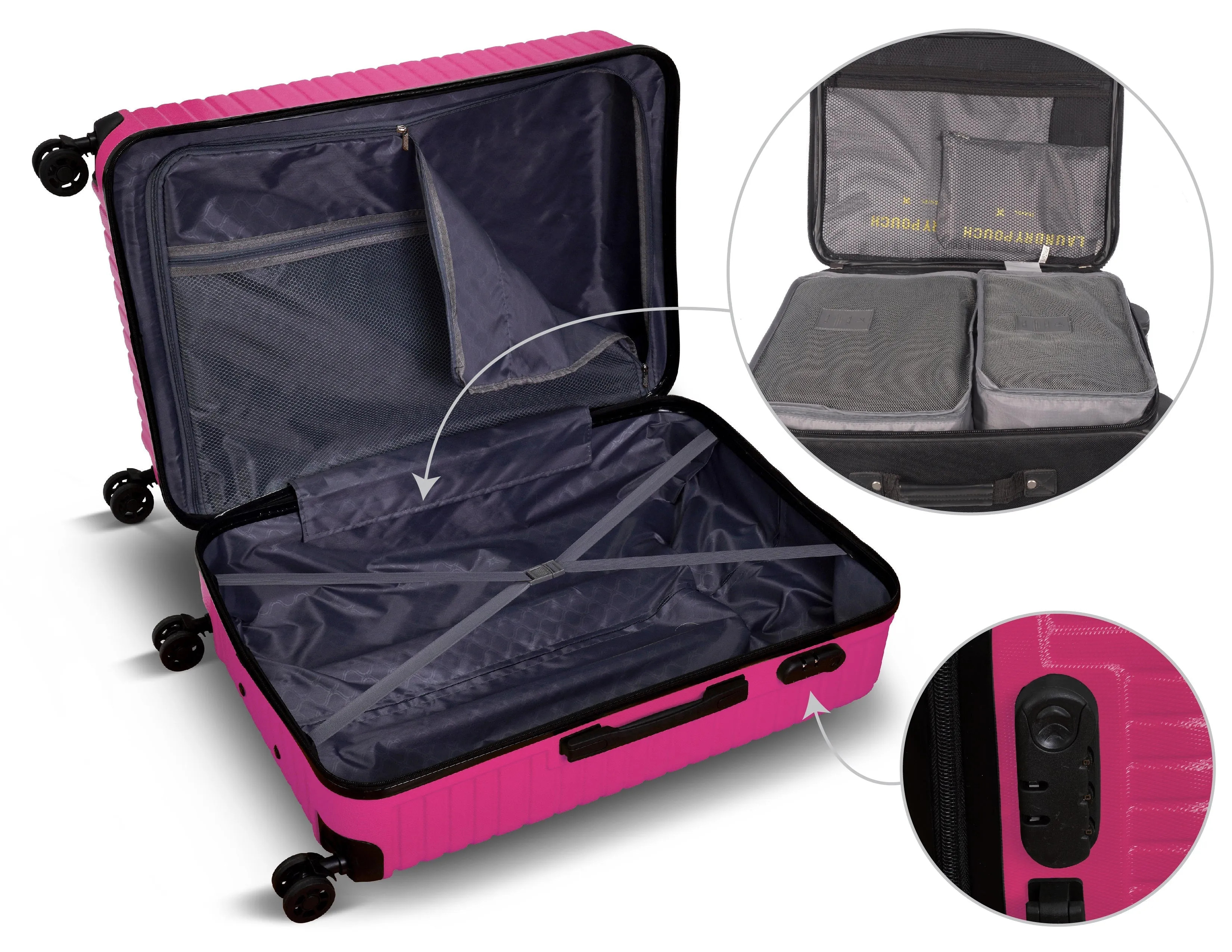 Nicci NICCI 3 Piece Luggage Set Lattitude Collection w/ Luggage Organizer